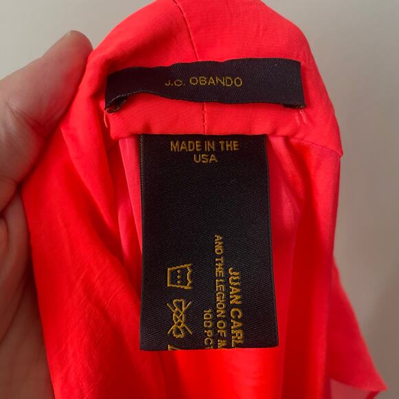 Juan Carlos Obando Open Front Robe Kimono Bright Orange One Size - Picture 8 of 8